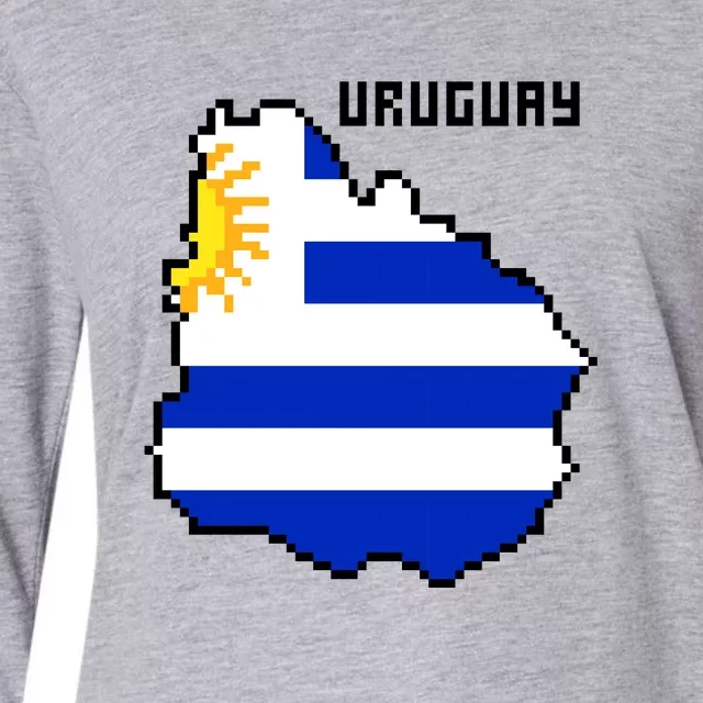 Uruguay 8 Bit Pixelated Womens Cotton Relaxed Long Sleeve T-Shirt