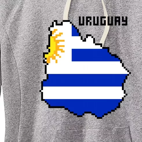 Uruguay 8 Bit Pixelated Women's Fleece Hoodie