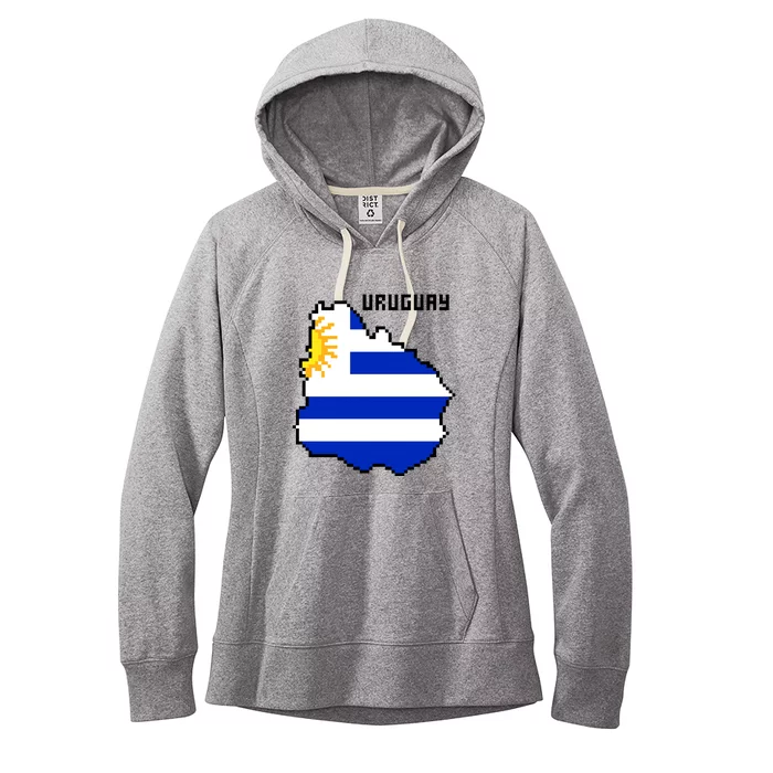 Uruguay 8 Bit Pixelated Women's Fleece Hoodie