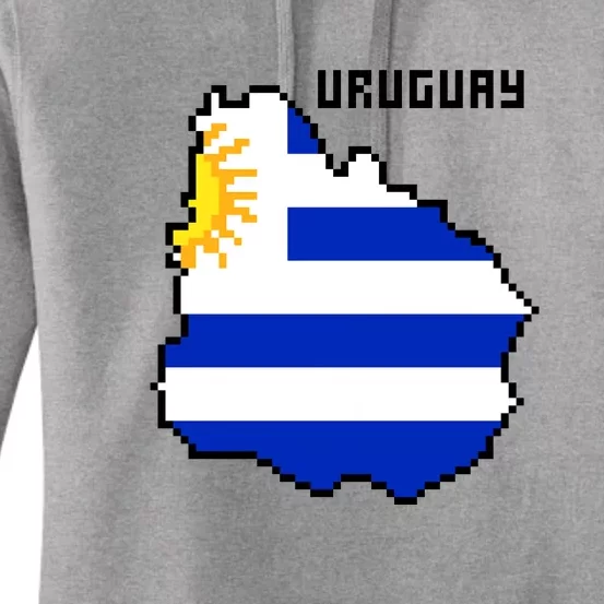 Uruguay 8 Bit Pixelated Women's Pullover Hoodie