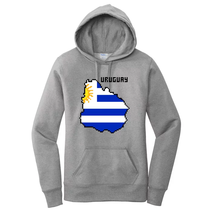 Uruguay 8 Bit Pixelated Women's Pullover Hoodie