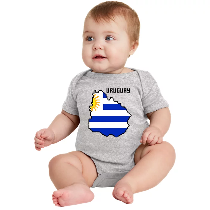 Uruguay 8 Bit Pixelated Baby Bodysuit