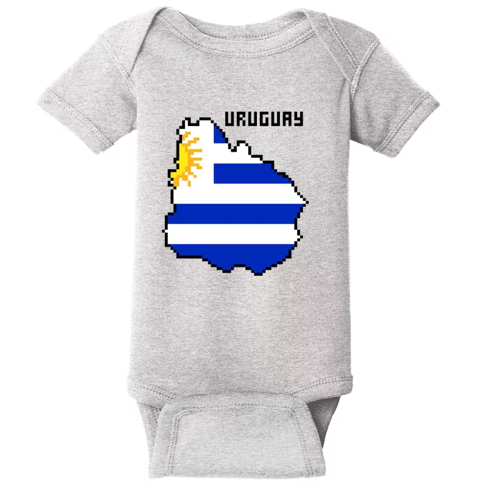 Uruguay 8 Bit Pixelated Baby Bodysuit