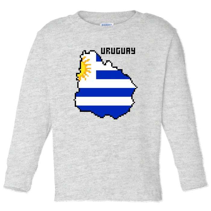 Uruguay 8 Bit Pixelated Toddler Long Sleeve Shirt