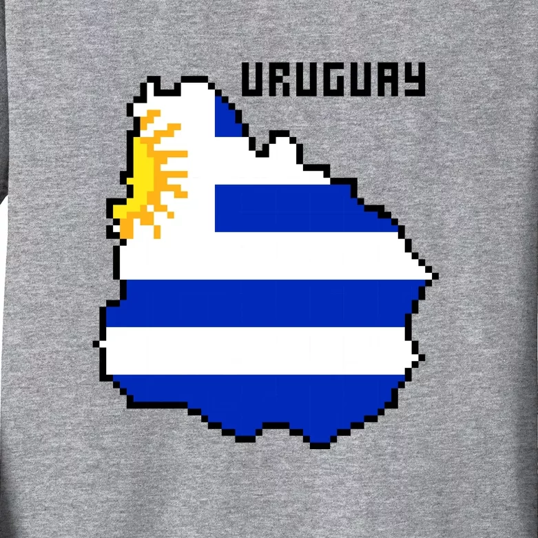 Uruguay 8 Bit Pixelated Kids Long Sleeve Shirt