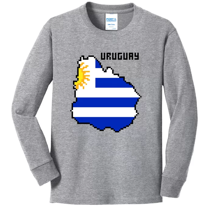 Uruguay 8 Bit Pixelated Kids Long Sleeve Shirt