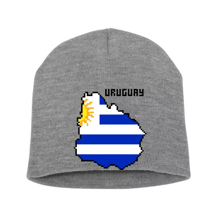 Uruguay 8 Bit Pixelated Short Acrylic Beanie