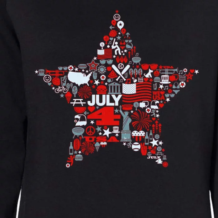 USA American 4th Of July Pattern Star Womens California Wash Sweatshirt