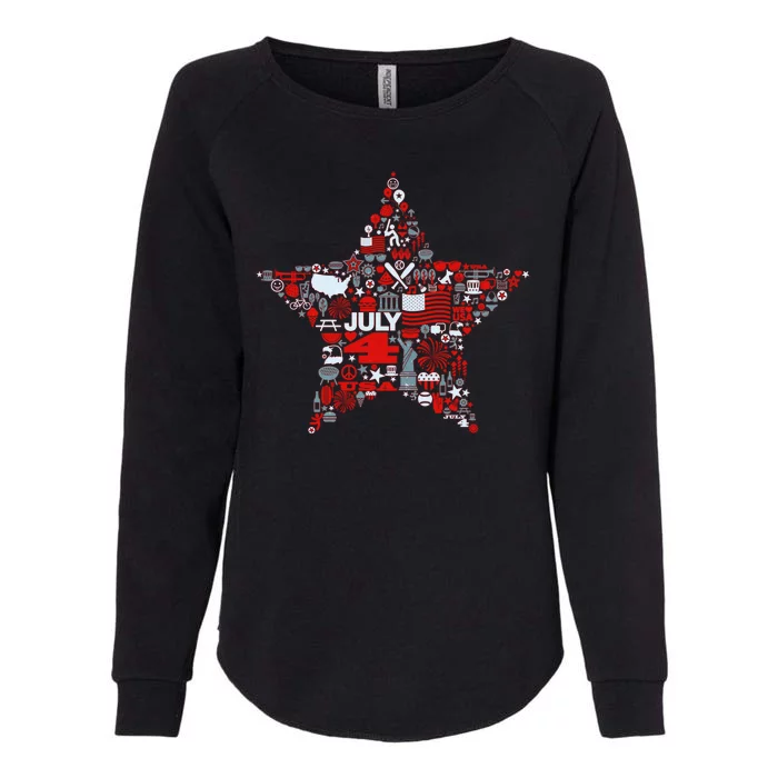 USA American 4th Of July Pattern Star Womens California Wash Sweatshirt