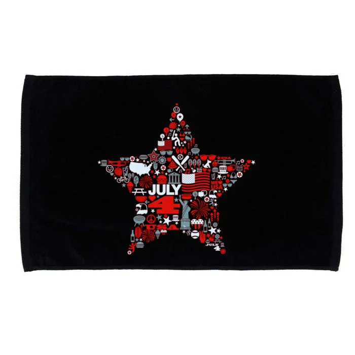 USA American 4th Of July Pattern Star Microfiber Hand Towel