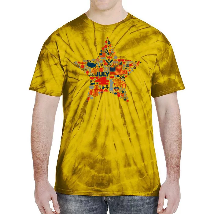 USA American 4th Of July Pattern Star Tie-Dye T-Shirt