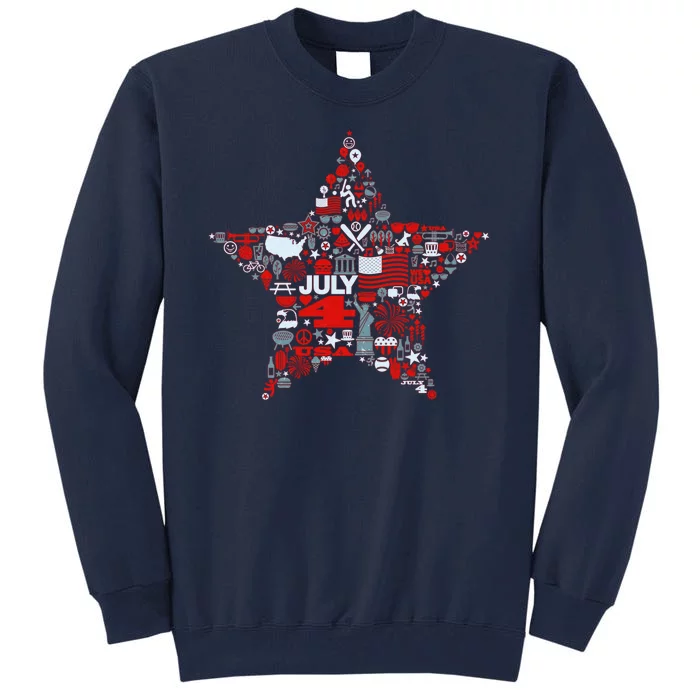 USA American 4th Of July Pattern Star Tall Sweatshirt