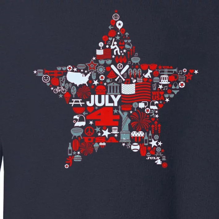 USA American 4th Of July Pattern Star Toddler Sweatshirt