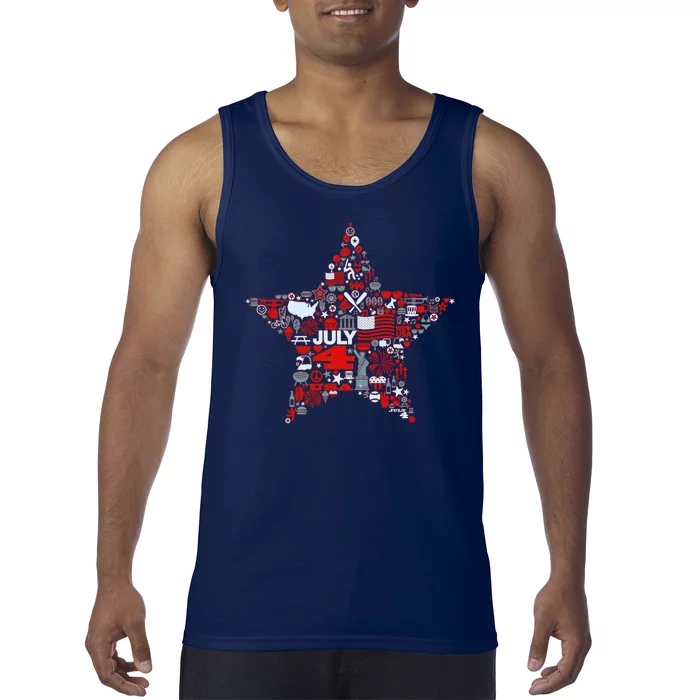 USA American 4th Of July Pattern Star Tank Top