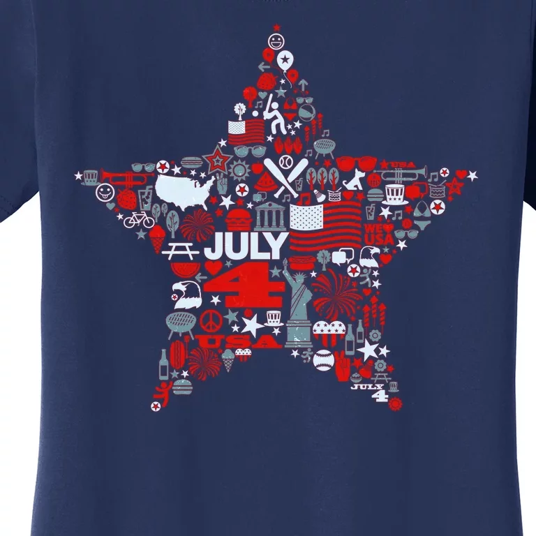 USA American 4th Of July Pattern Star Women's T-Shirt