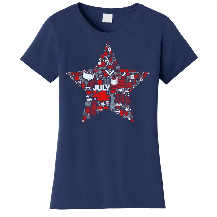 USA American 4th Of July Pattern Star Women's T-Shirt