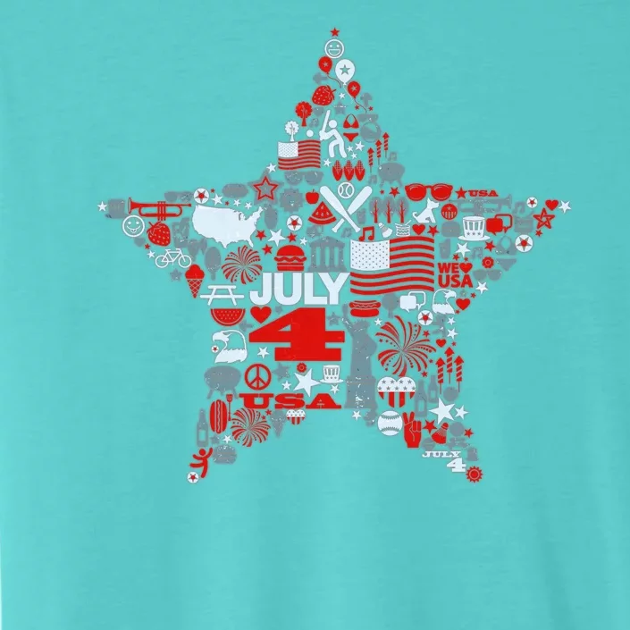 USA American 4th Of July Pattern Star ChromaSoft Performance T-Shirt