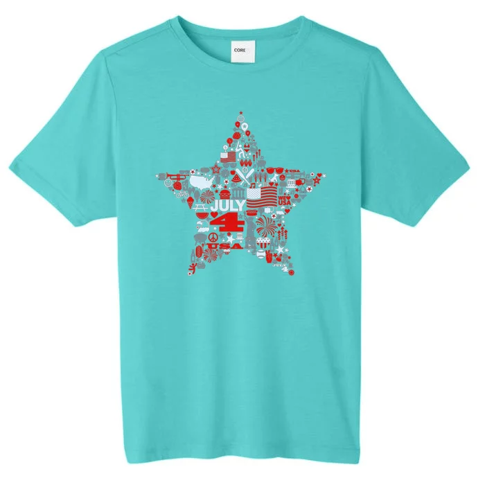 USA American 4th Of July Pattern Star ChromaSoft Performance T-Shirt