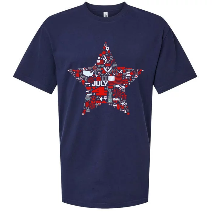 USA American 4th Of July Pattern Star Sueded Cloud Jersey T-Shirt