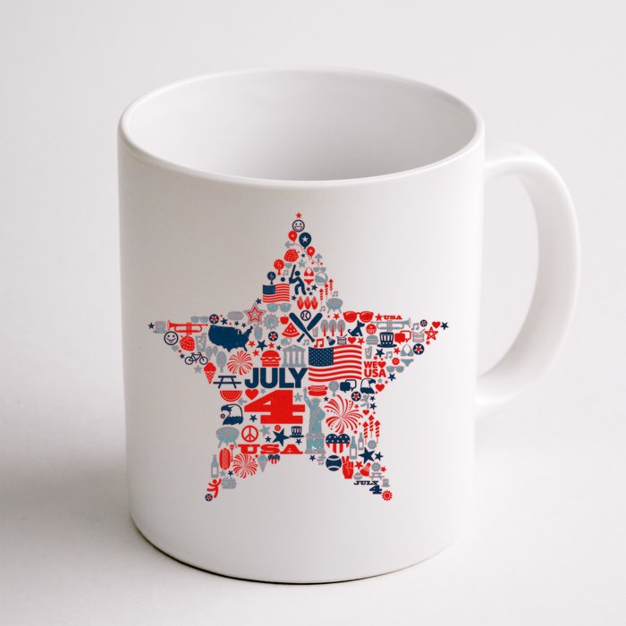 USA American 4th Of July Pattern Star Front & Back Coffee Mug