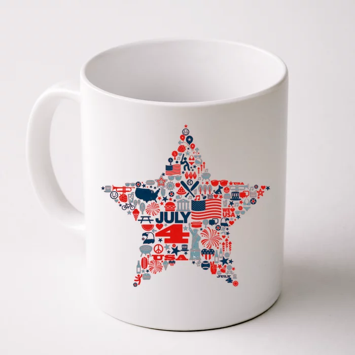 USA American 4th Of July Pattern Star Front & Back Coffee Mug