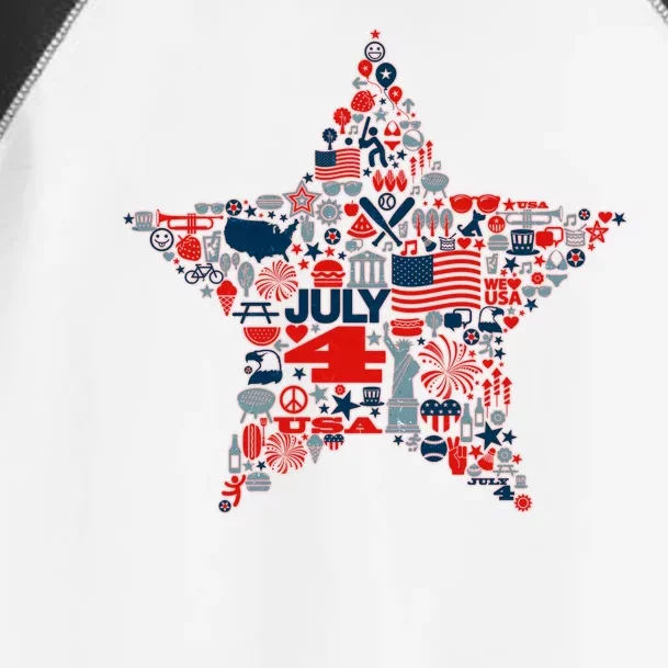 USA American 4th Of July Pattern Star Toddler Fine Jersey T-Shirt