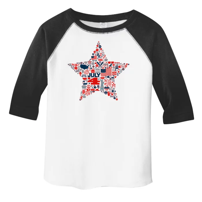 USA American 4th Of July Pattern Star Toddler Fine Jersey T-Shirt