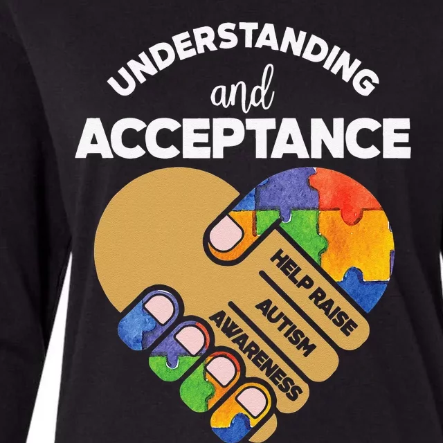 Understanding Acceptance Autism Awareness Heart Puzzle Womens Cotton Relaxed Long Sleeve T-Shirt