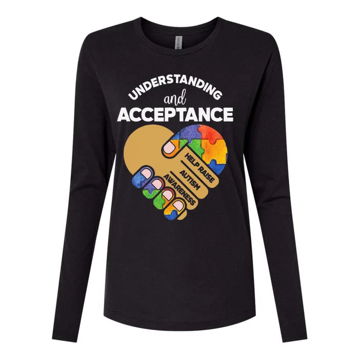 Understanding Acceptance Autism Awareness Heart Puzzle Womens Cotton Relaxed Long Sleeve T-Shirt