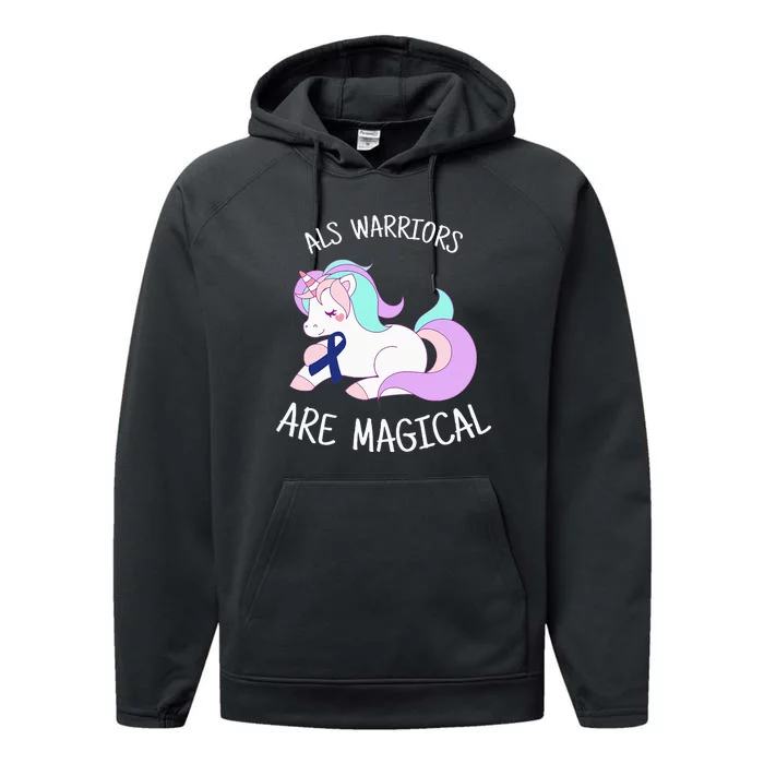 Unicorn ALS Awareness , ALS Warrior Performance Fleece Hoodie