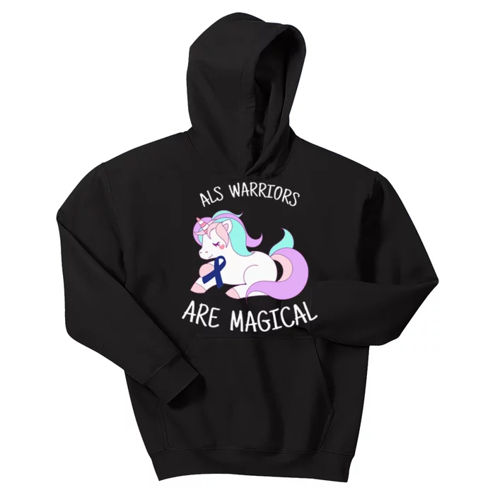 Unicorn ALS Awareness , ALS Warrior Kids Hoodie