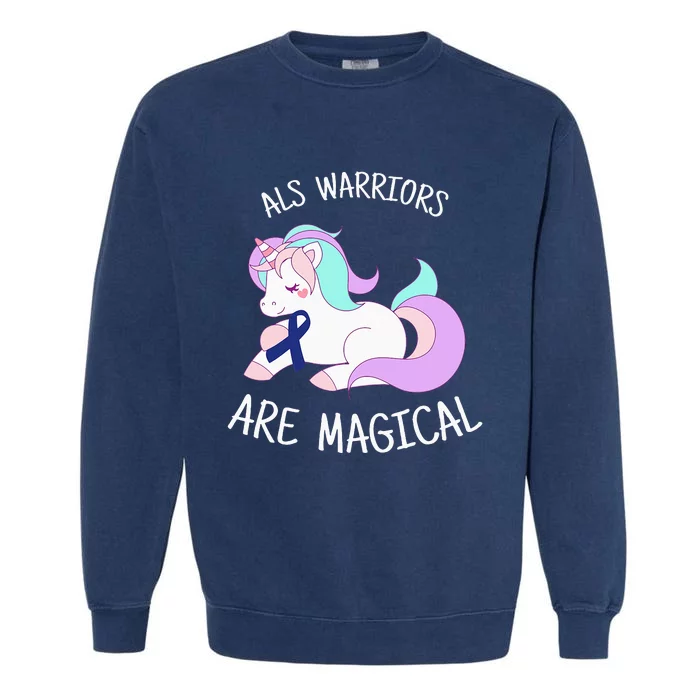 Unicorn ALS Awareness , ALS Warrior Garment-Dyed Sweatshirt