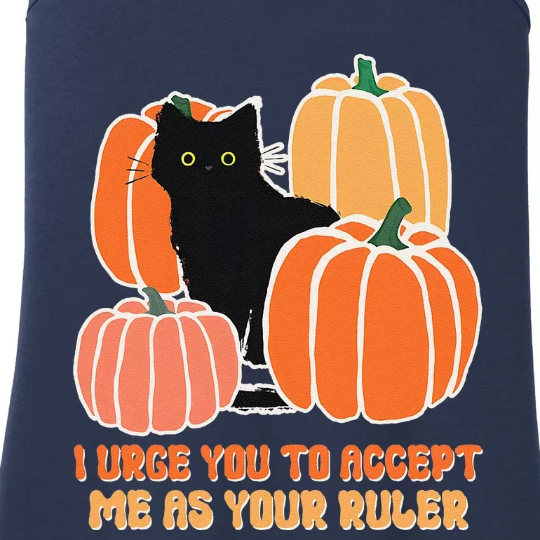 Urge Accept As Your Ruler Halloween Black Cat Pumpkin Lover Ladies Essential Tank