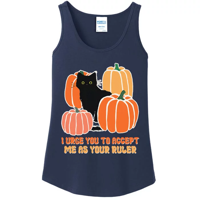 Urge Accept As Your Ruler Halloween Black Cat Pumpkin Lover Ladies Essential Tank