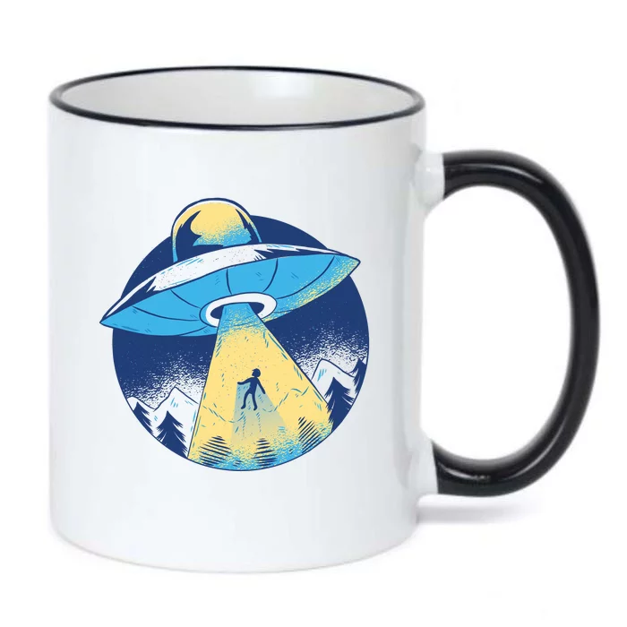 Ufo Alien Abduction Flying Saucer Area 51 Conspiracy Black Color Changing Mug