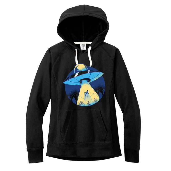 Ufo Alien Abduction Flying Saucer Area 51 Conspiracy Women's Fleece Hoodie