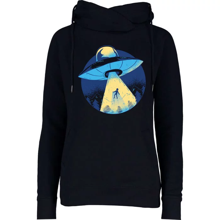 Ufo Alien Abduction Flying Saucer Area 51 Conspiracy Womens Funnel Neck Pullover Hood