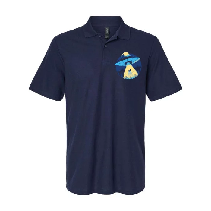 Ufo Alien Abduction Flying Saucer Area 51 Conspiracy Softstyle Adult Sport Polo