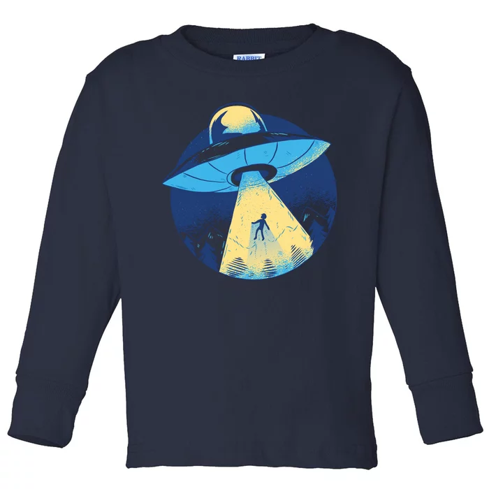 Ufo Alien Abduction Flying Saucer Area 51 Conspiracy Toddler Long Sleeve Shirt