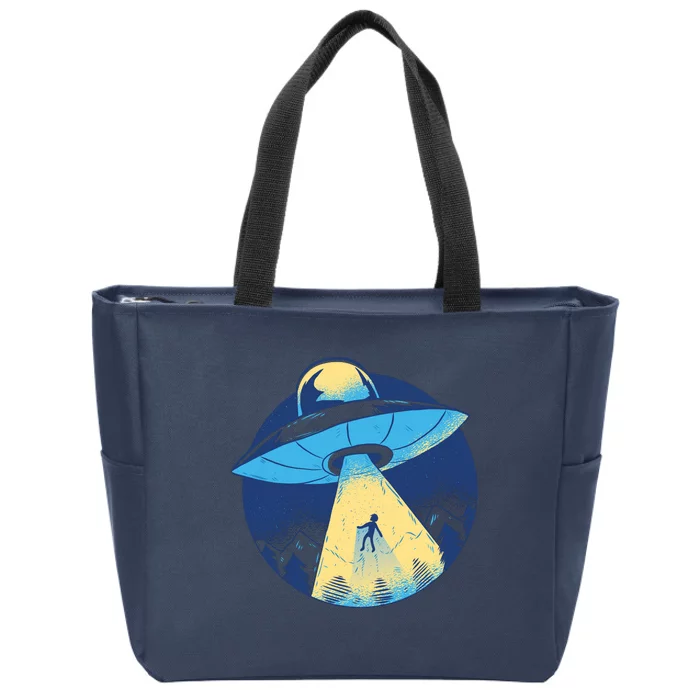 Ufo Alien Abduction Flying Saucer Area 51 Conspiracy Zip Tote Bag