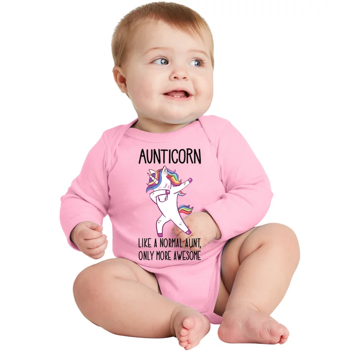 Unicorn Aunt Aunticorn Like A Normal Aunt Only More Awesome Funny Gift Baby Long Sleeve Bodysuit