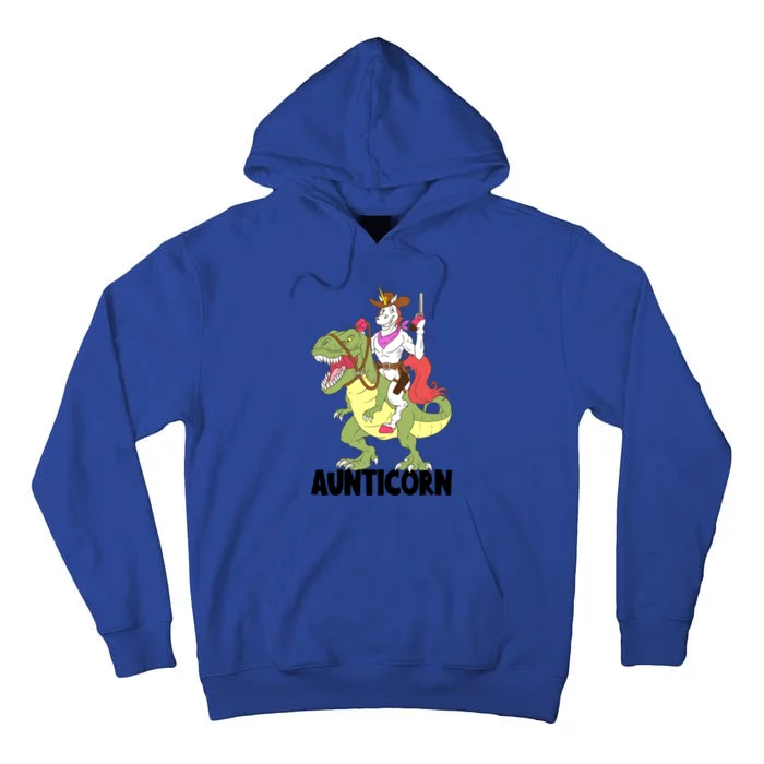 Unicorn Aunt Aunticorn Riding Dinosaur Trex Cow Sheriff Funny Gift Tall Hoodie