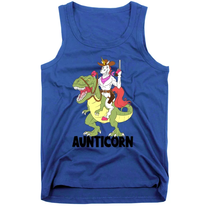 Unicorn Aunt Aunticorn Riding Dinosaur Trex Cow Sheriff Funny Gift Tank Top