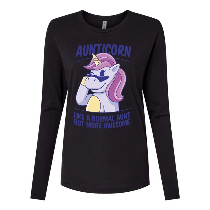 Unicorn Aunticorn Aunt Awesome Gift Womens Cotton Relaxed Long Sleeve T-Shirt