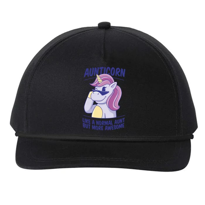 Unicorn Aunticorn Aunt Awesome Gift Snapback Five-Panel Rope Hat