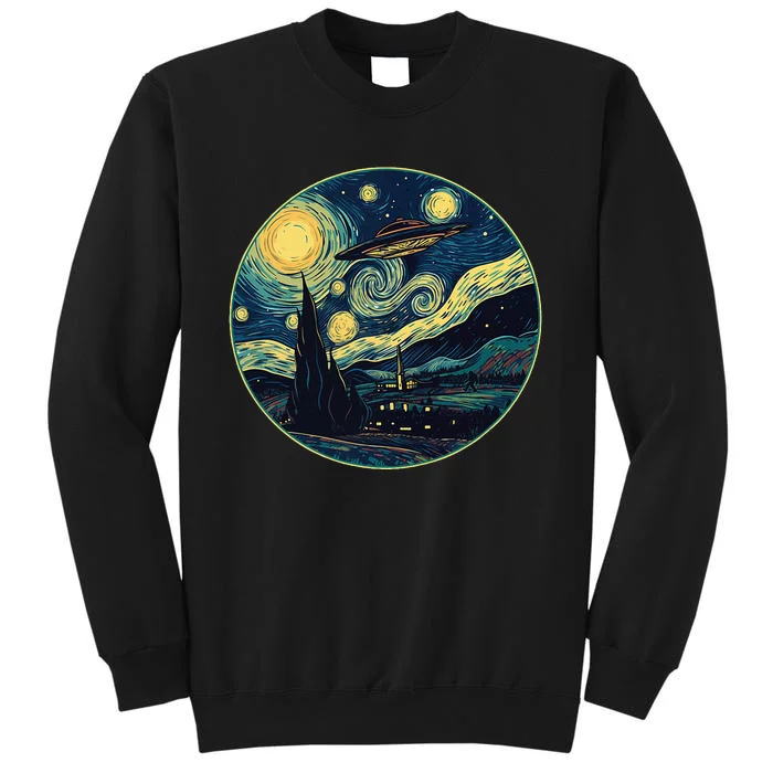 Ufo Aliens And Bigfoot Impressionist Style Novelty Uap Sweatshirt