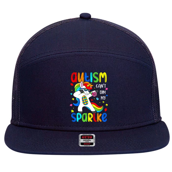 Unicorn Autism Awareness Funny Autism Cant Dim My 7 Panel Mesh Trucker Snapback Hat