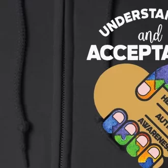 Understanding Acceptance Autism Awareness Heart Puzzle Full Zip Hoodie