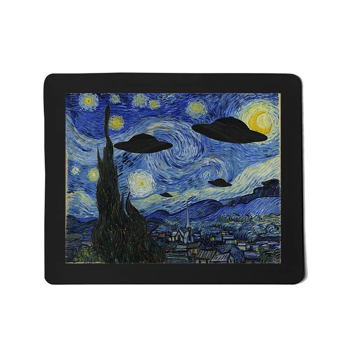 Ufo Alien Abduction Starry Night Van Gogh Painting Mousepad