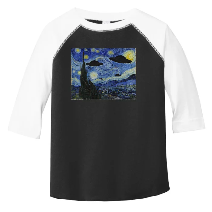 Ufo Alien Abduction Starry Night Van Gogh Painting Toddler Fine Jersey T-Shirt